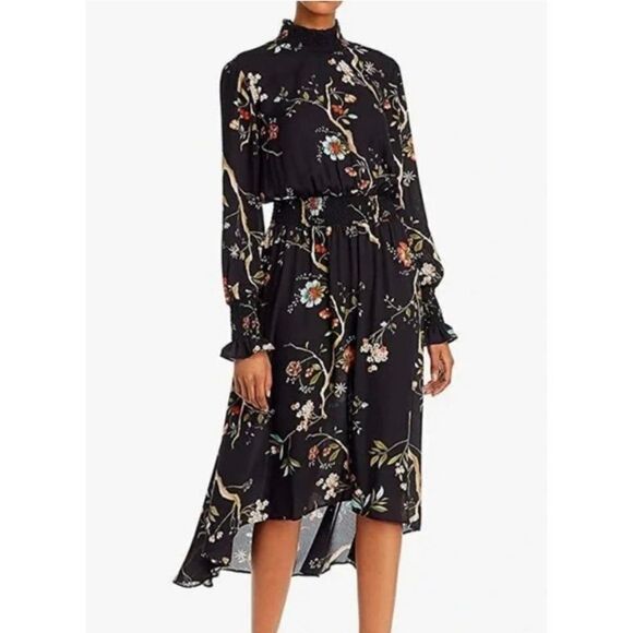 Nanette Lepore Floral High Neckline Hi-Low Dress Size 12 - Picture 1 of 13